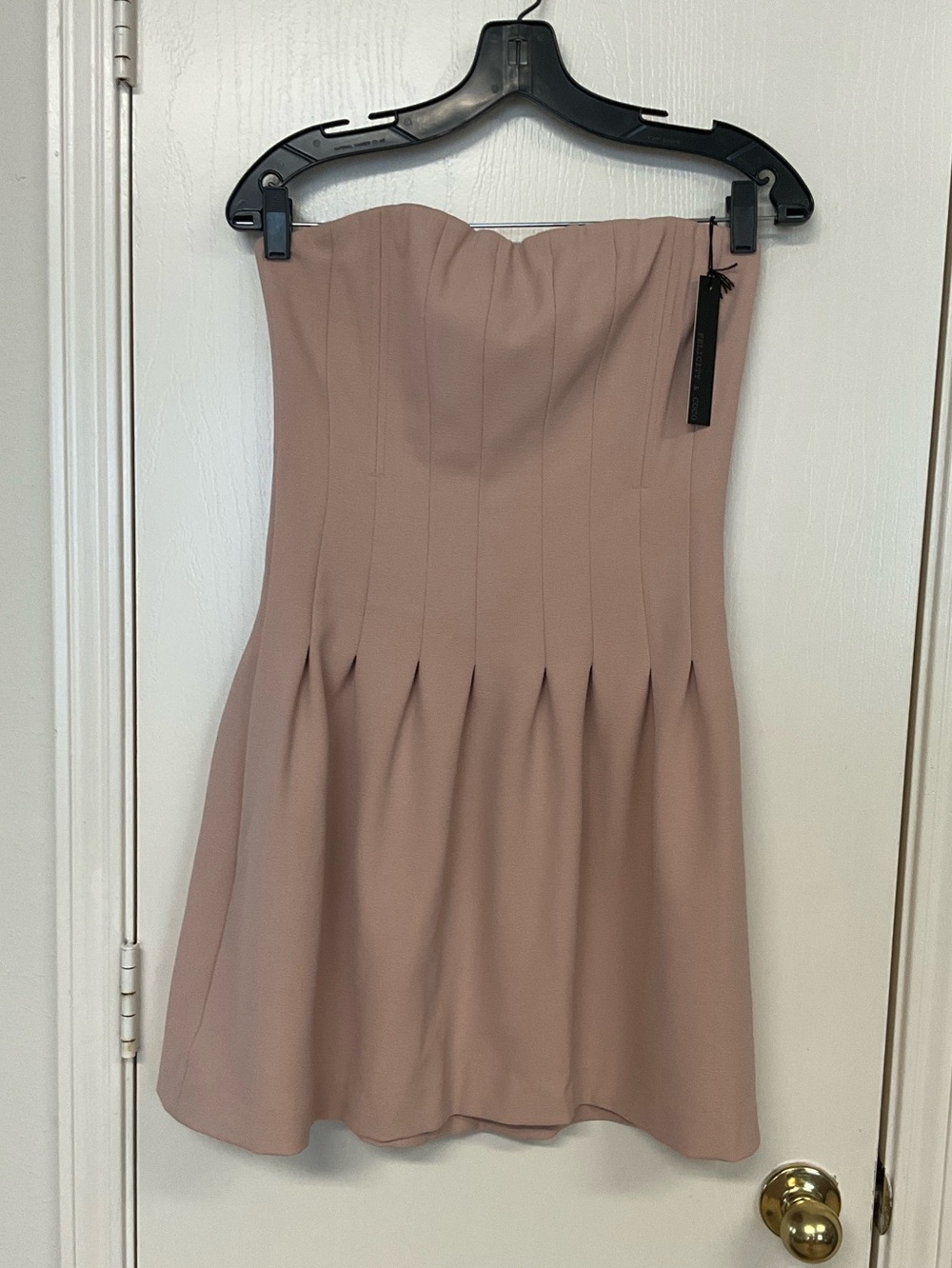 Felicity & Coco Strapless Dusty Rose Pleated Fit-and-Flare Dress